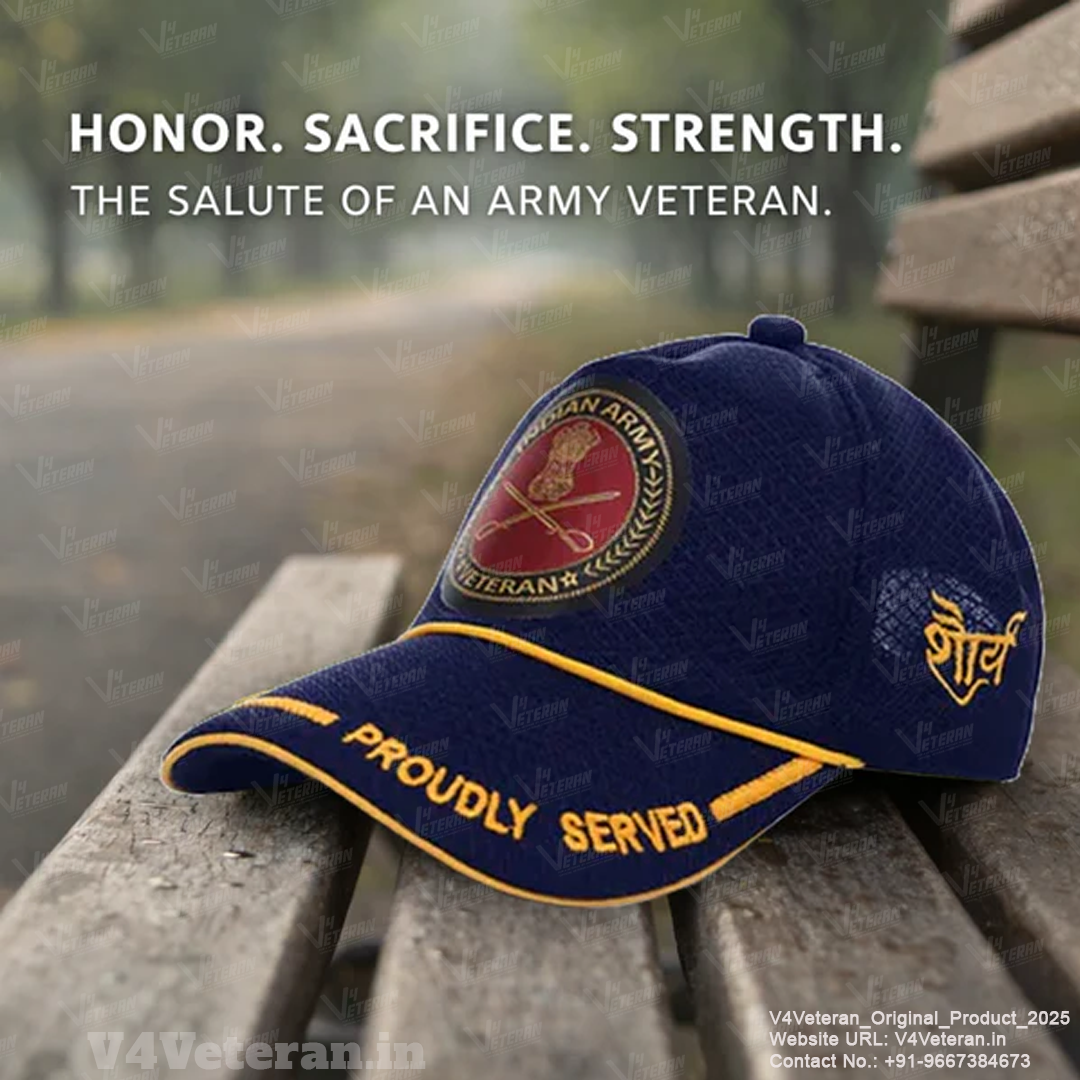 Indian Army-Proudly Served (Blue) Veterans Baseball Cap