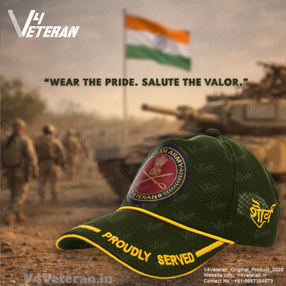Indian Army-Proudly Served (Olive Green) Veterans Baseball Cap