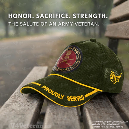 Indian Army-Proudly Served (Olive Green) Veterans Baseball Cap