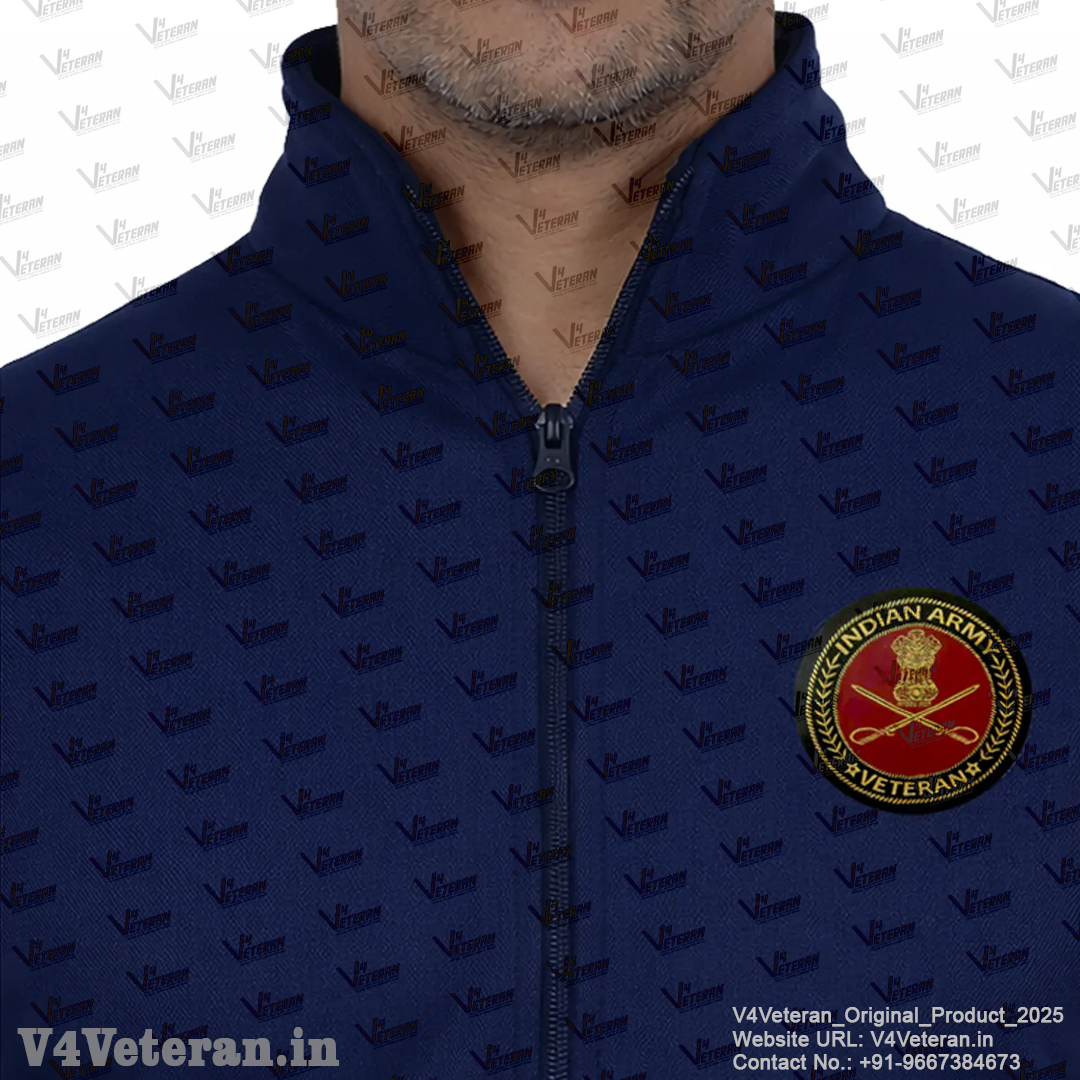 Indian Army Jacket (Zipper, Cotton Fleece 340GSM) for Veterans
