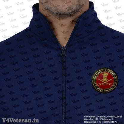 Indian Army Jacket (Zipper, Cotton Fleece 340GSM) for Veterans