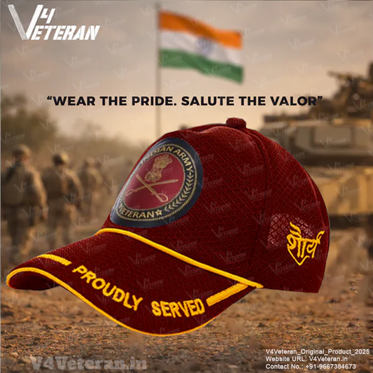 Indian Army-Proudly Served (Maroon) Veterans Baseball Cap