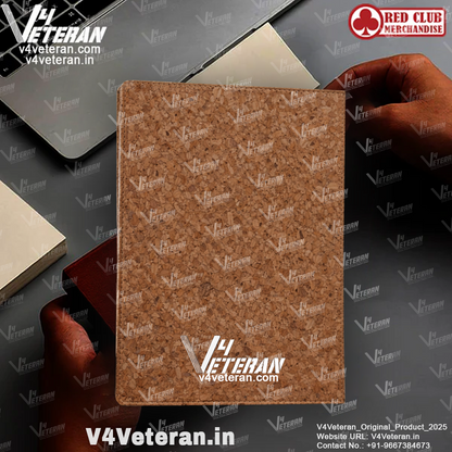 Classic Indian Army (Veteran) Office Notebook with Phone–Card Pocket & Elastic Pen Loop (cork)