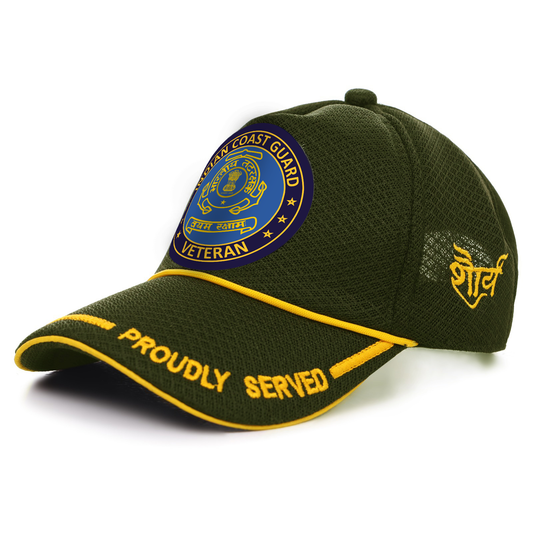Indian Coast Guard-Proudly Served (Olive Green) Veterans Baseball Cap