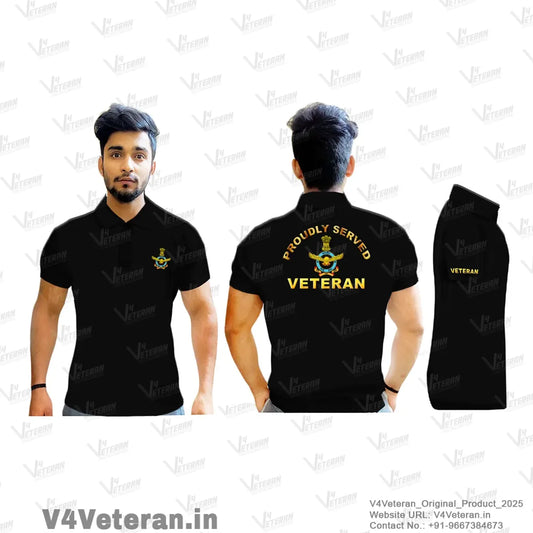T-Shirts for Indian Air Force Veterans (Dri-Fit Polo, Crest, Black)
