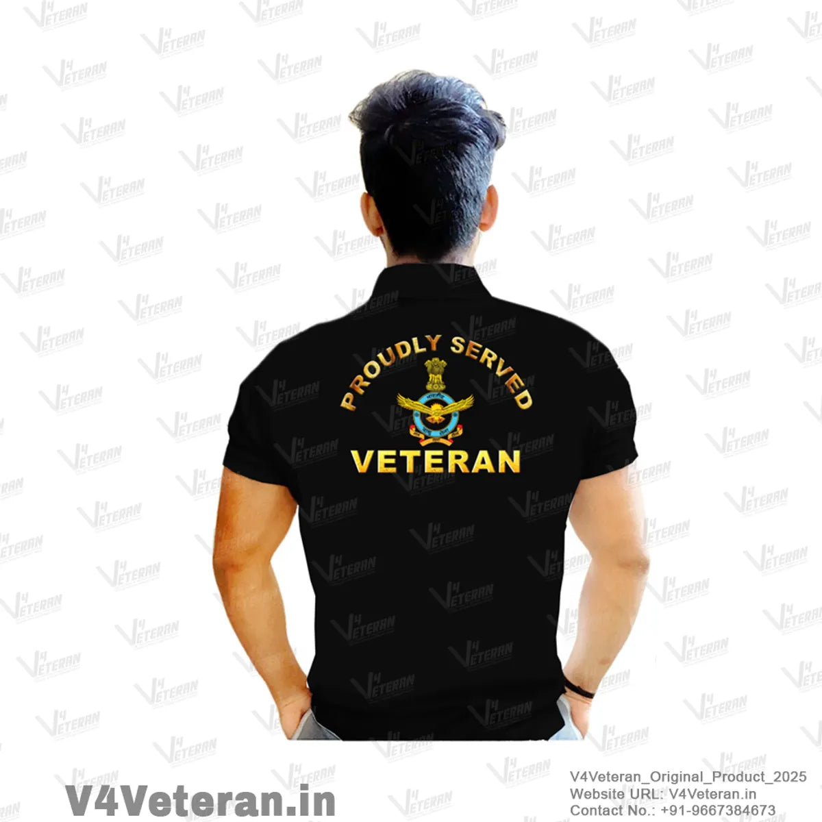 T-Shirts for Indian Air Force Veterans (Dri-Fit Polo, Crest, Black)