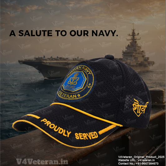 Indian Navy-Proudly Served (Black) Veterans Baseball Cap
