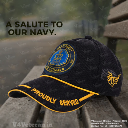 Indian Navy-Proudly Served (Black) Veterans Baseball Cap