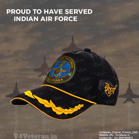 Indian Air force (Black) Officers' Baseball Cap for Veterans