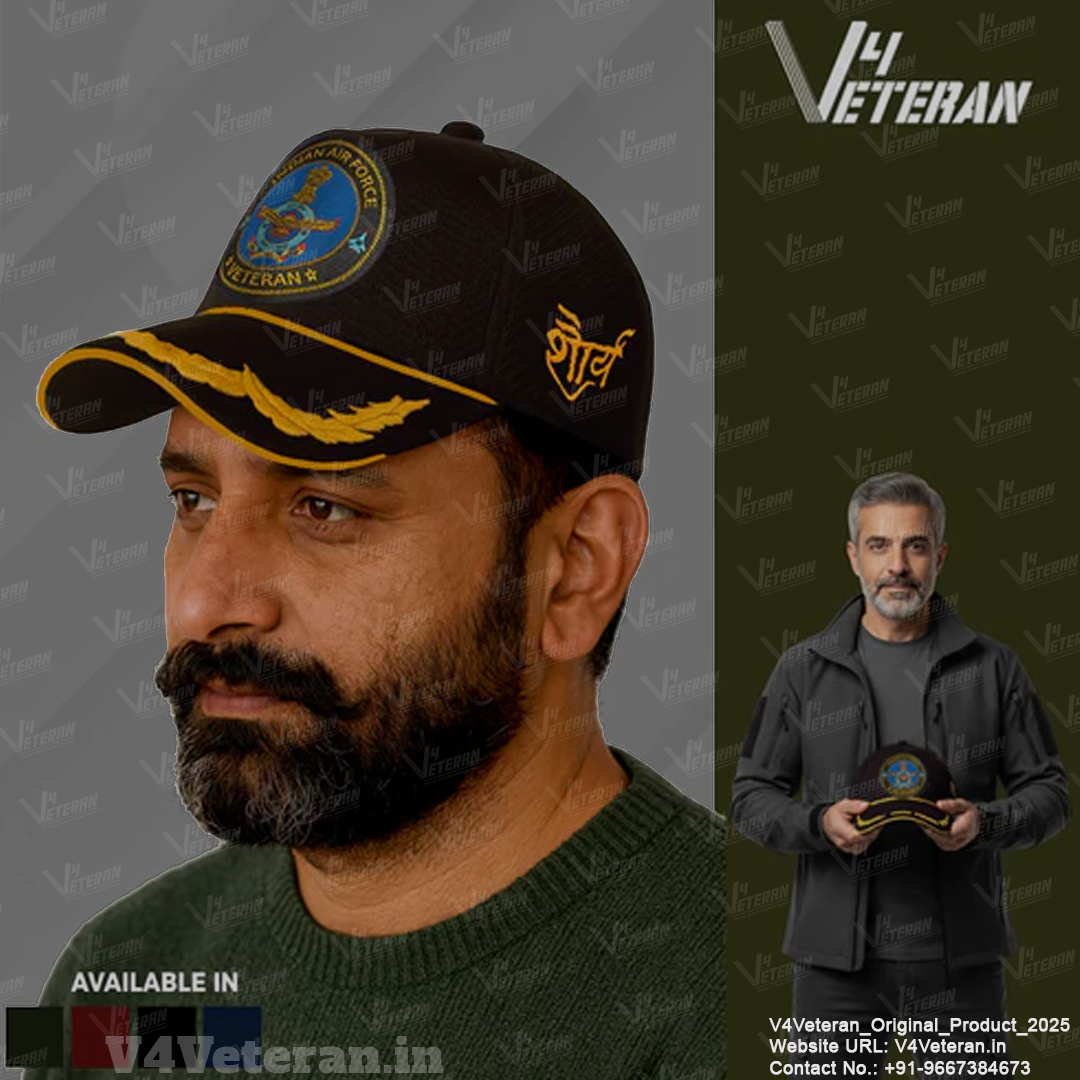 Indian Air force (Black) Officers' Baseball Cap for Veterans