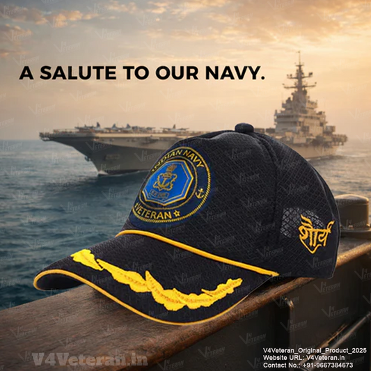 Indian Navy Officers' (Black) Veterans Baseball Cap