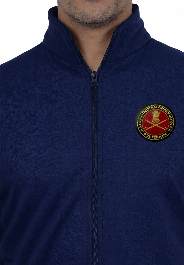 Indian Army Jacket (Zipper, Cotton Fleece 340GSM) for Veterans