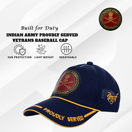 Indian Army-Proudly Served (Blue) Veterans Baseball Cap