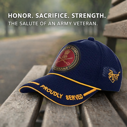 Indian Army-Proudly Served (Blue) Veterans Baseball Cap