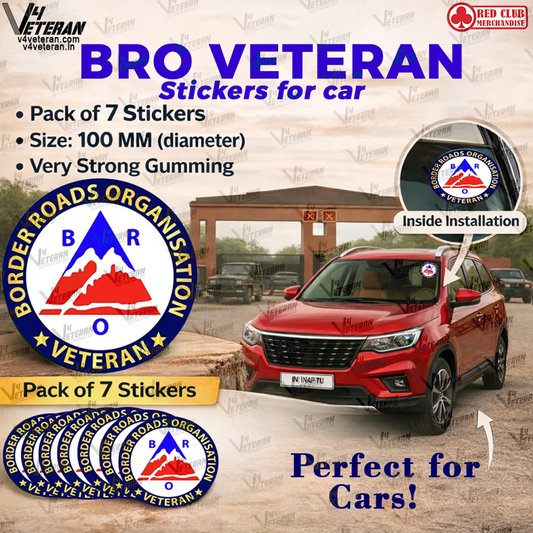 BRO Veteran Windshield Front Gumming Vinyl Stickers/Decals for Inside Pasting (Pack of 7)