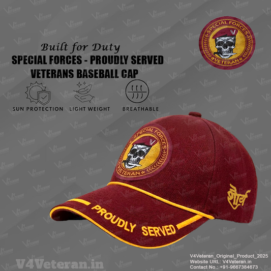 Special Forces-Proudly Served (Maroon) Veterans Baseball Cap (Cotton)
