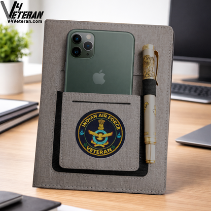 Indian Air Force (Veteran) Office Notebook with Phone–Card Pocket & Elastic Pen Loop