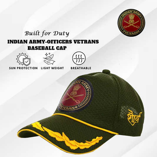 Indian Army (Olive Green) Officers' Baseball Cap for Veterans