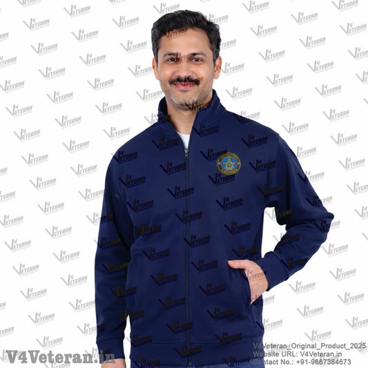 Indian Air Force Jacket (Zipper, Cotton Fleece 340GSM) for Veterans (Blue)