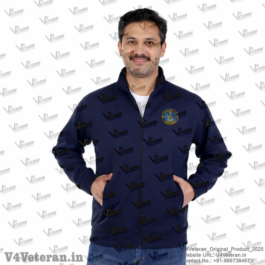 Indian Air Force Jacket (Zipper, Cotton Fleece 340GSM) for Veterans (Blue)