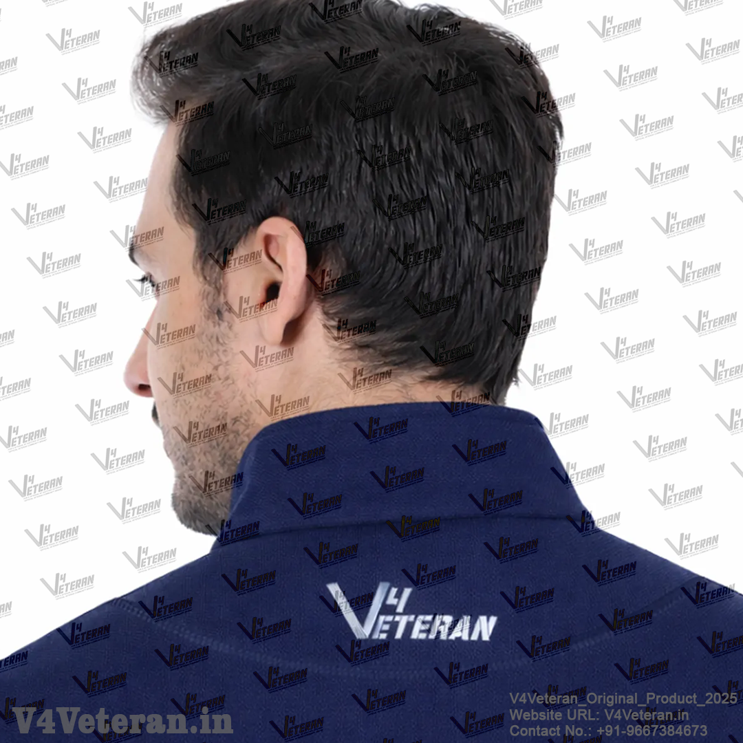 Indian Air Force Jacket (Zipper, Cotton Fleece 340GSM) for Veterans (Blue)