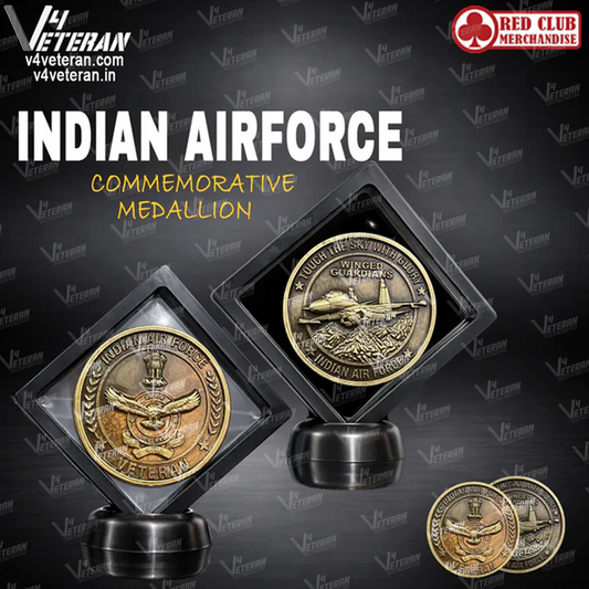 Indian Air Force Medallion (2.5 inch, Golden)