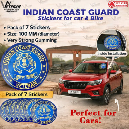 ICG Veteran Windshield Front Gumming Vinyl Stickers/Decals for Inside Pasting (Pack of 7)