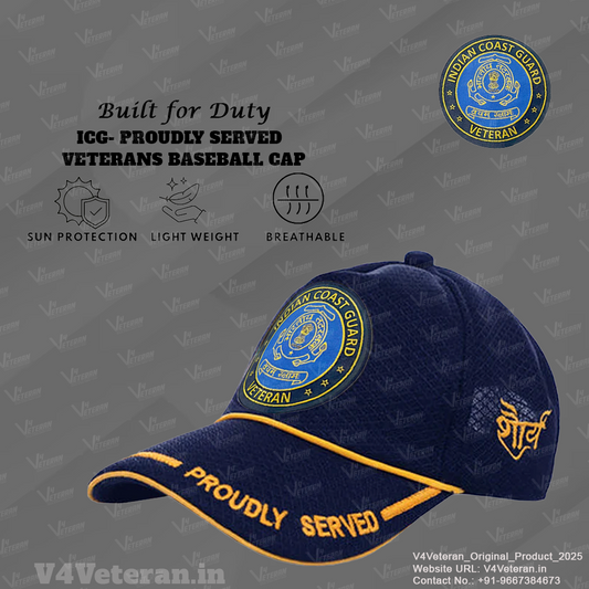 Indian Coast Guard-Proudly Served (Blue) Veterans Baseball Cap