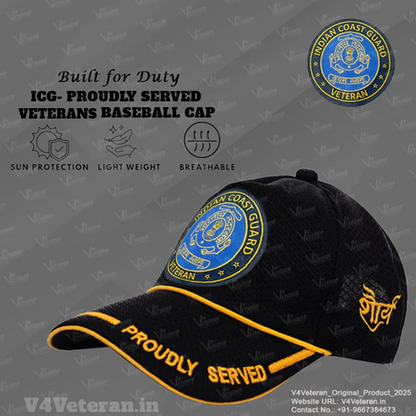 Indian Coast Guard-Proudly Served (Black) Veterans Baseball Cap