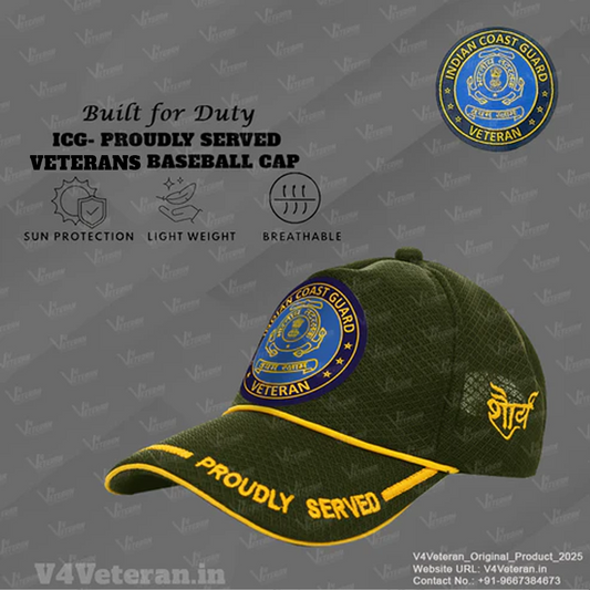Indian Coast Guard-Proudly Served (Olive Green) Veterans Baseball Cap