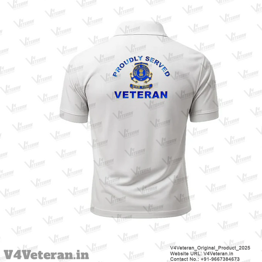 Indian Coast Guard Veteran White Polo T-Shirt