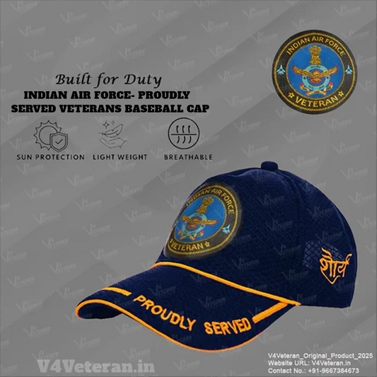Indian Air force (Blue) Proudly Served Baseball Cap for Veterans