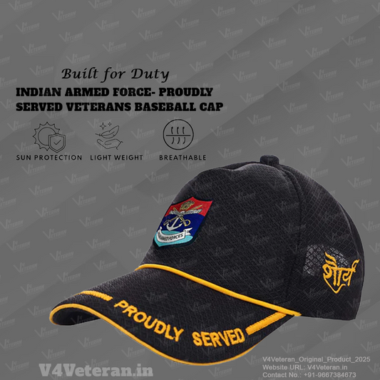 Indian Armed Forces-Proudly Served (Black) Veterans Baseball Cap