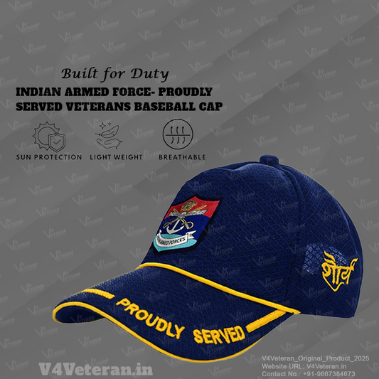 Indian Armed Forces-Proudly Served (Blue) Veterans Baseball Cap