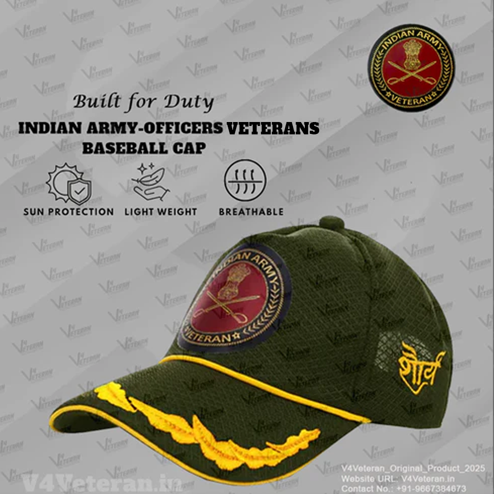 Indian Army (Olive Green) Officers' Baseball Cap for Veterans