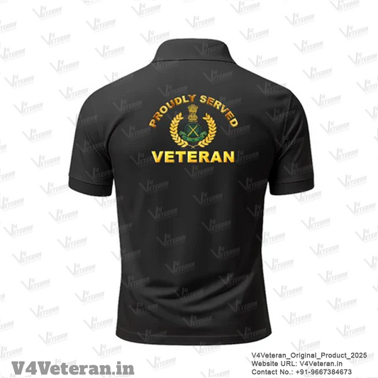ITBP Veteran Proudly Served Black Polo T-Shirt