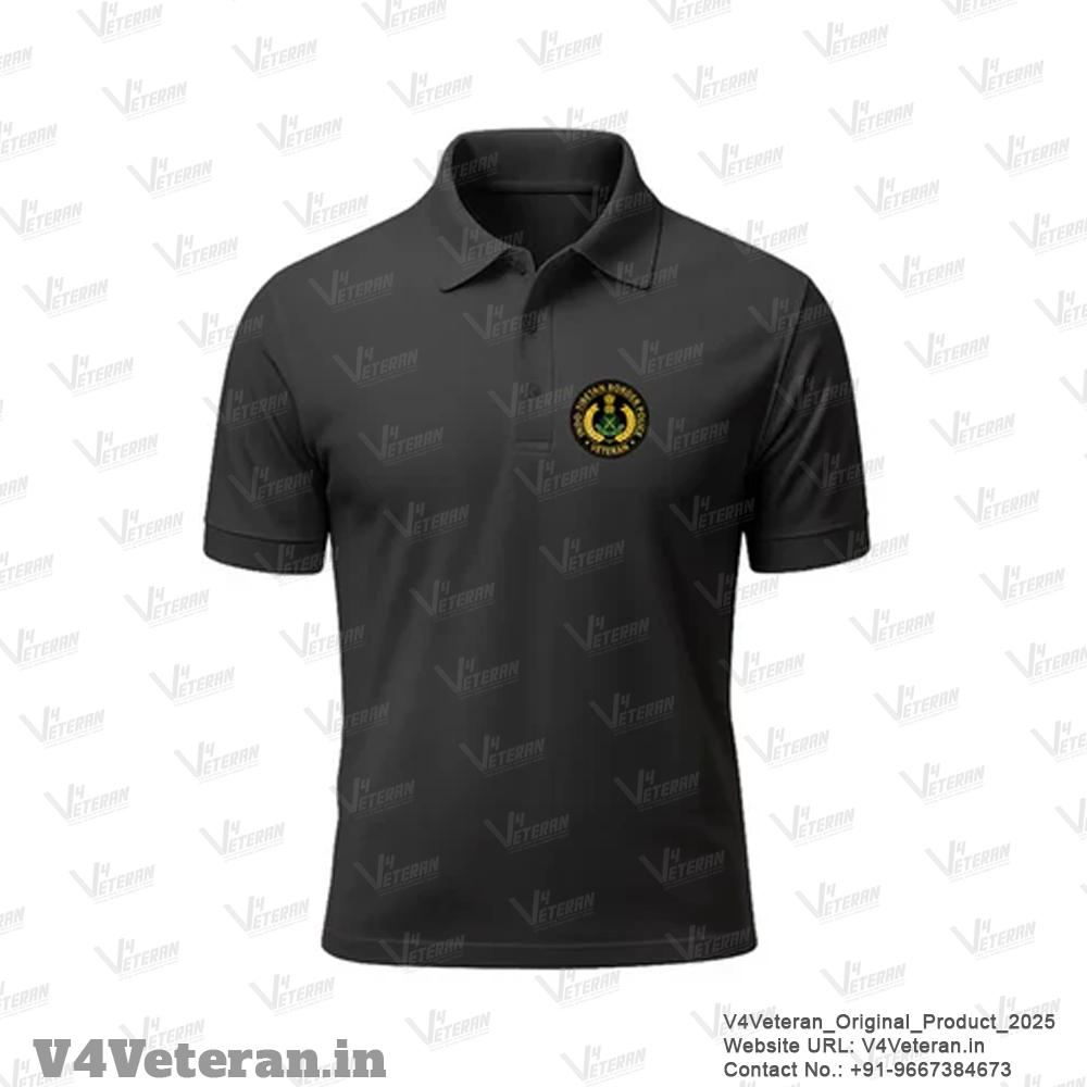 ITBP Veteran Proudly Served Black Polo T-Shirt