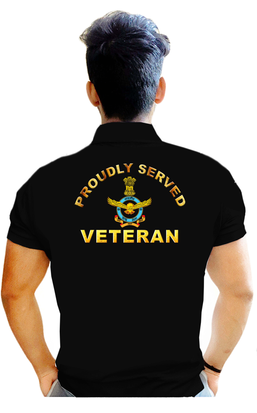 T-Shirts for Indian Air Force Veterans (Dri-Fit Polo, Crest, Black)