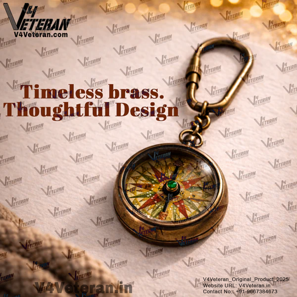 Brass Compass Keychain