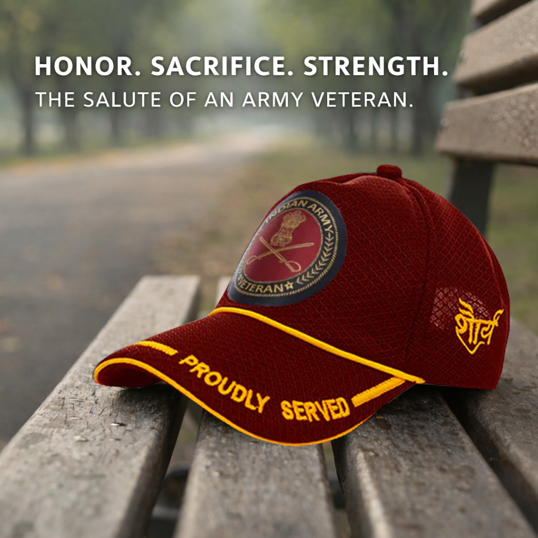 Indian Army-Proudly Served (Maroon) Veterans Baseball Cap