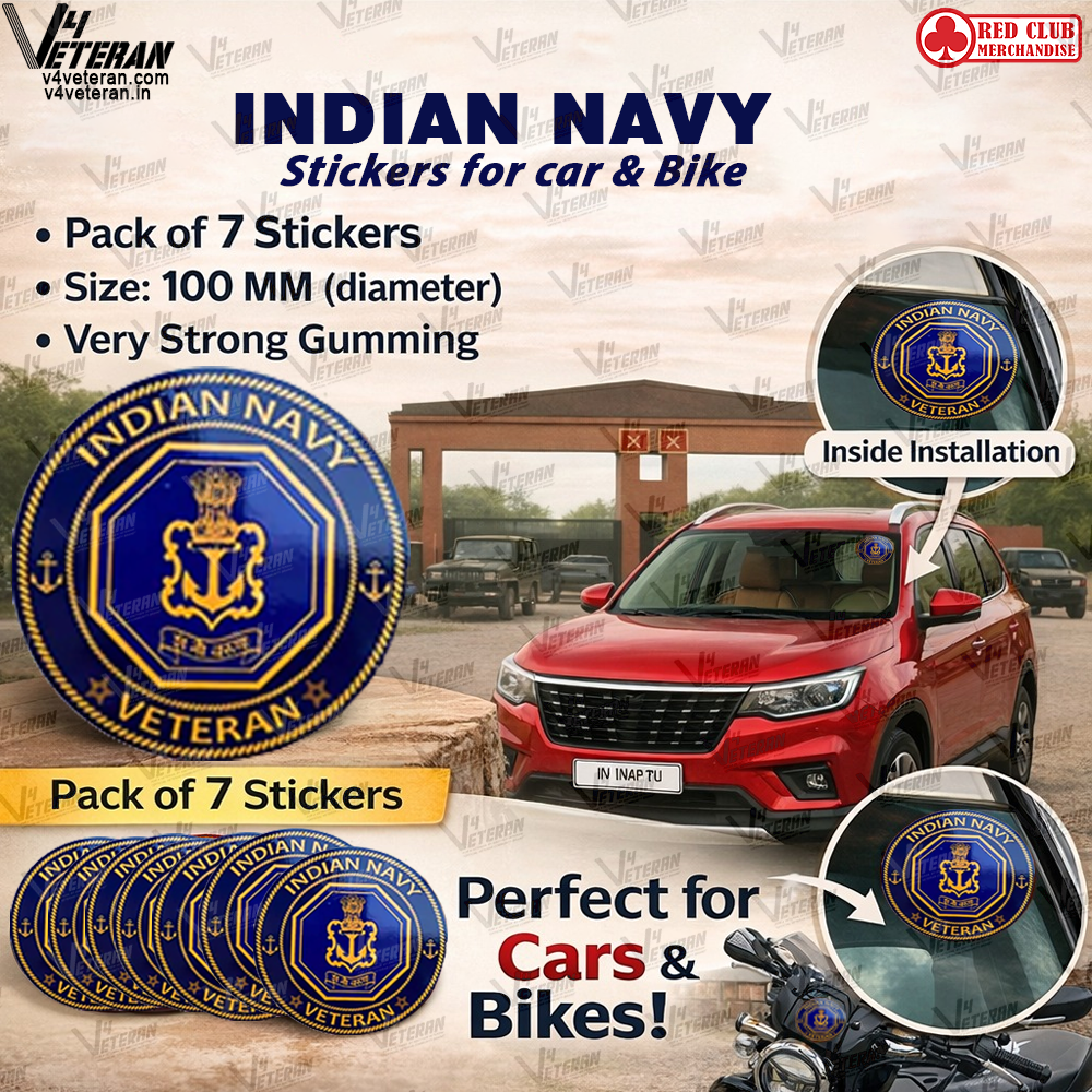Navy Veteran Car & Bike Stickers – 4 Inside Glass for Cars + 3 Back Gumming for 2-Wheelers (7 pcs)