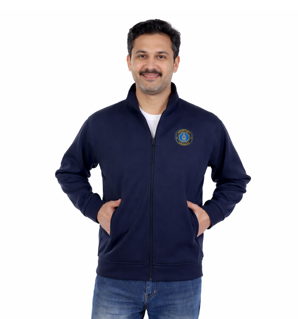 Indian Navy Jacket (Zipper, Cotton Fleece 340GSM) for Veterans