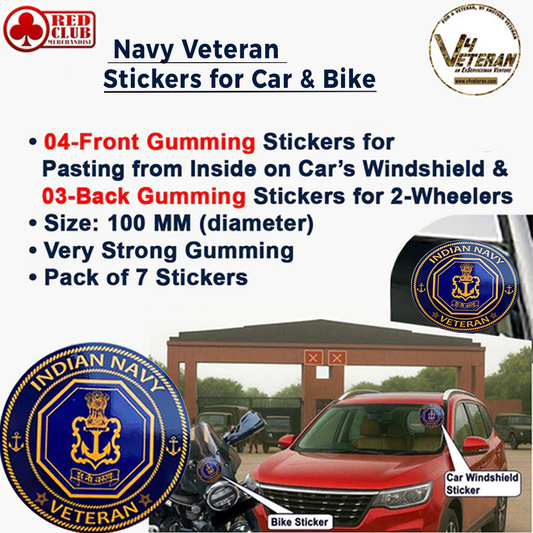 Navy Veteran Car & Bike Stickers – 4 Inside Glass for Cars + 3 Back Gumming for 2-Wheelers (7 pcs)