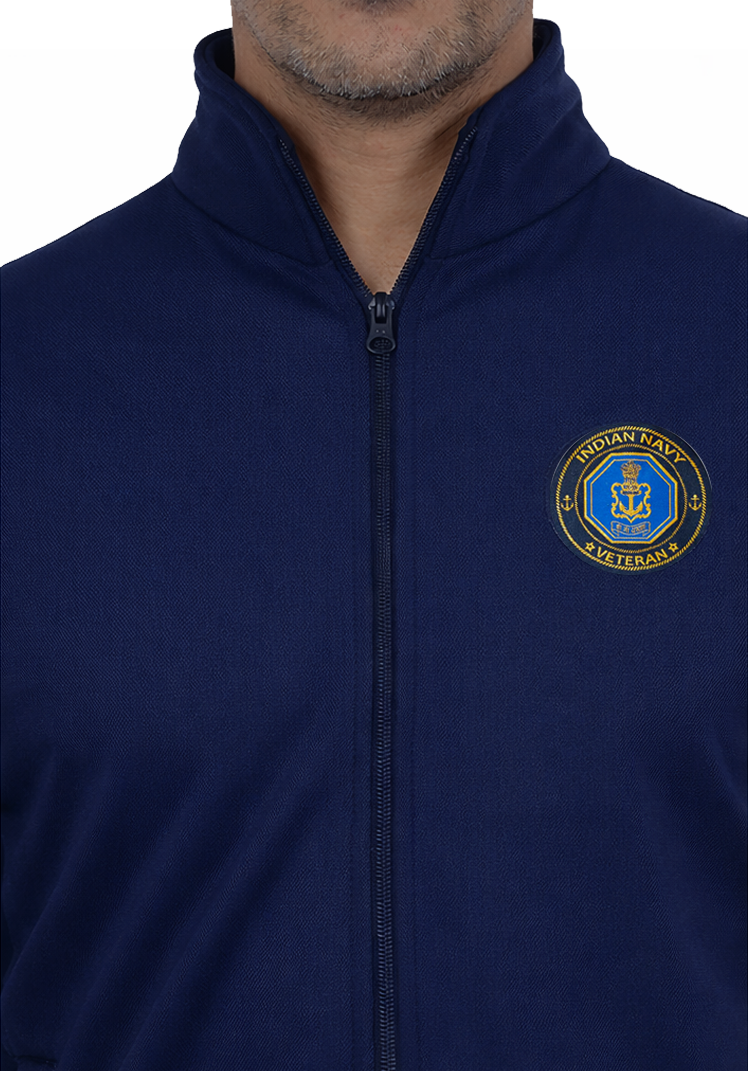 Indian Navy Jacket (Zipper, Cotton Fleece 340GSM) for Veterans