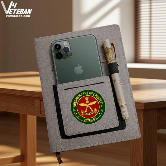 Assam Rifles (Veteran) Office Notebook with Phone–Card Pocket & Elastic Pen Loop