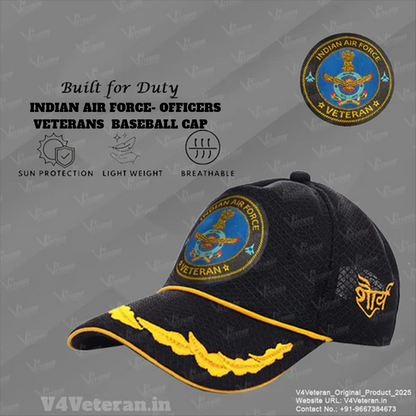 Indian Air force (Black) Officers' Baseball Cap for Veterans