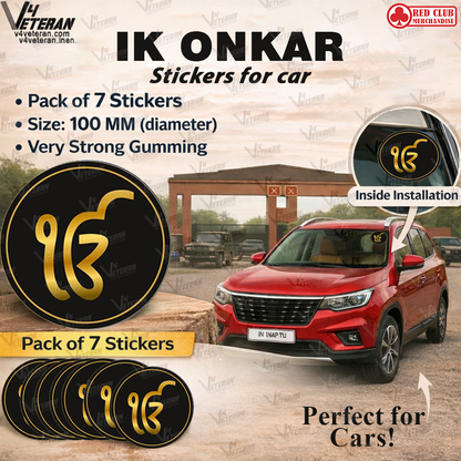 IK ONKAR Windshield Front Gumming Vinyl Stickers/Decals for Inside Pasting (Pack of 7)
