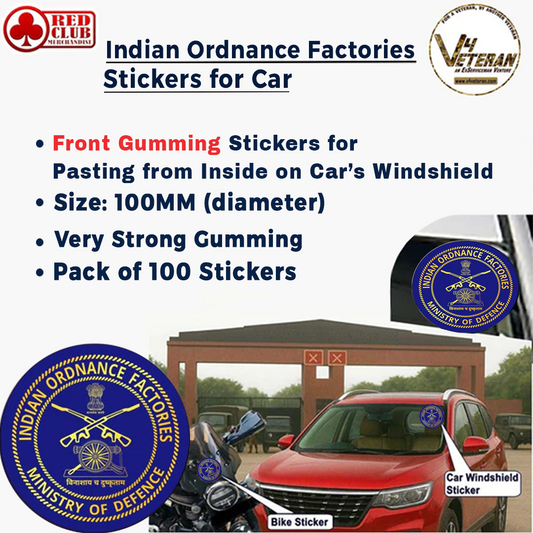 INDIAN ORDNANCE FACTORIES Windshield Front Gumming Vinyl Stickers/Decals for Inside Pasting (Pack of 7)