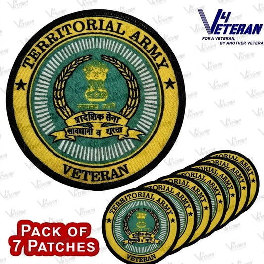 Territorial Army Veteran Iron-On Woven/ Embroidered Patches (DIY) for T-Shirts, Bags, Tracksuits & Waistcoats (Pack of 7)