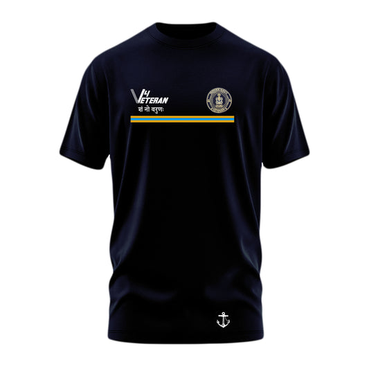T-Shirts for Indian Navy (Cotton Round Neck, V4Veteran, Dark Blue)